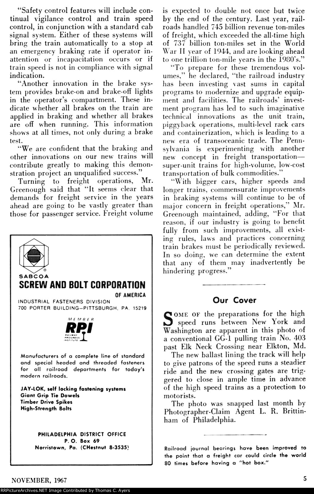 Metroliner Test Runs, Page 5, 1967